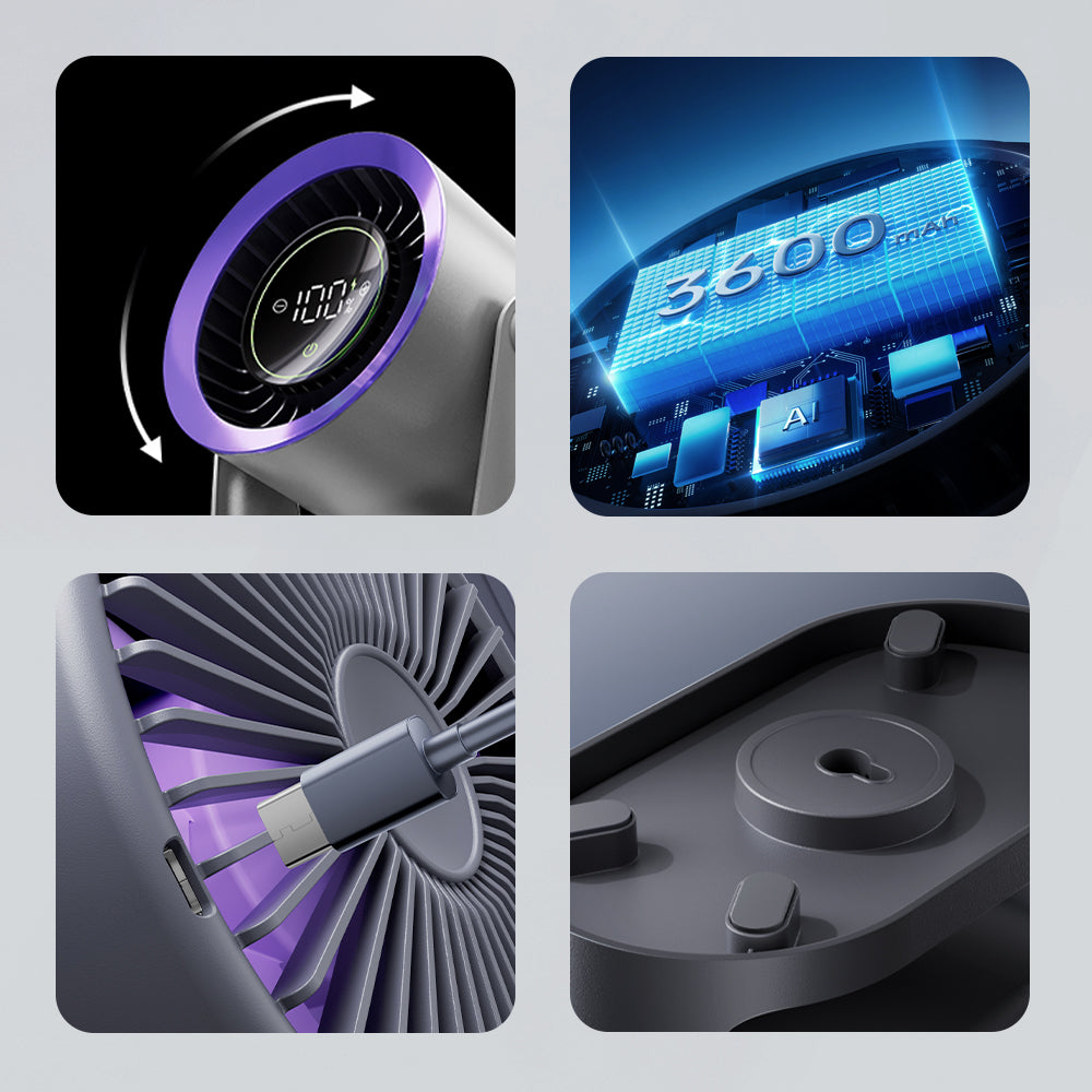 High Speed Portable Fan Charging Tilt Angle and Wall Mount Slot