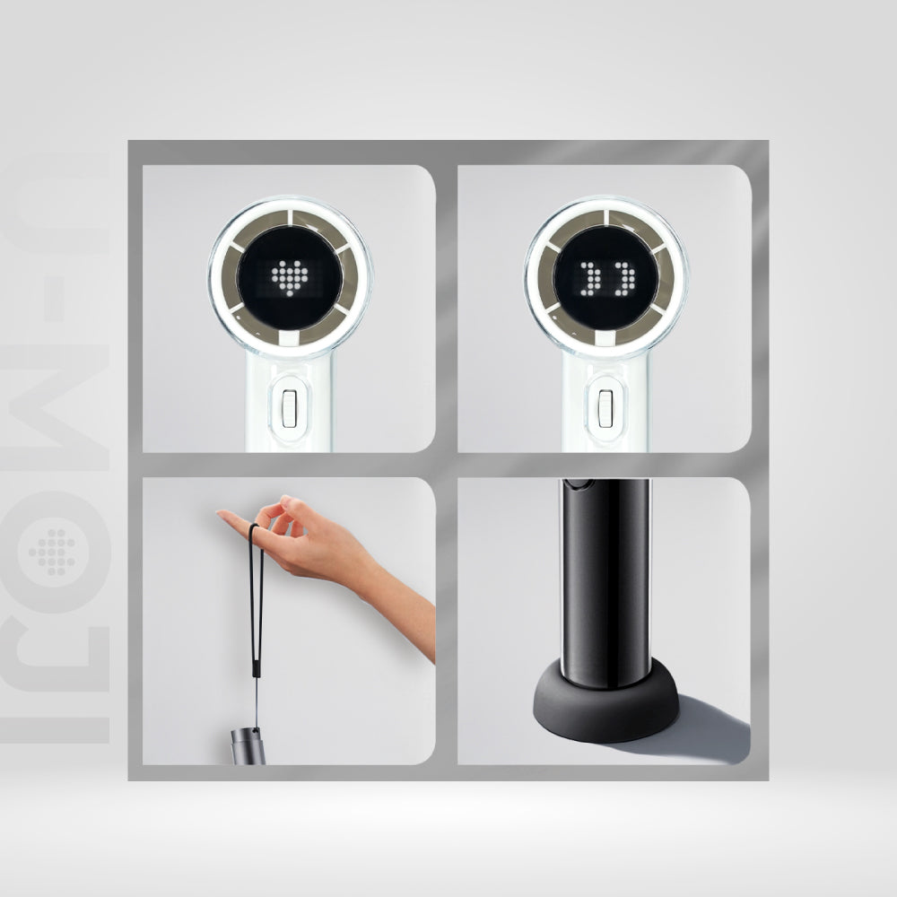 U-MOJI High Speed Portable Handheld Fan with Anti-slip Holder, 3000mAh, 100 Speed