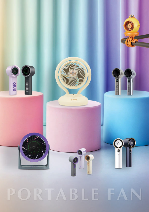 portable fans with colourful background