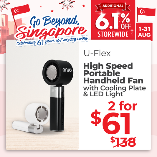 U-FLEX High Speed Portable Handheld Fan with Cooling Plate & LED Light, 5000mAh, 100 Speed