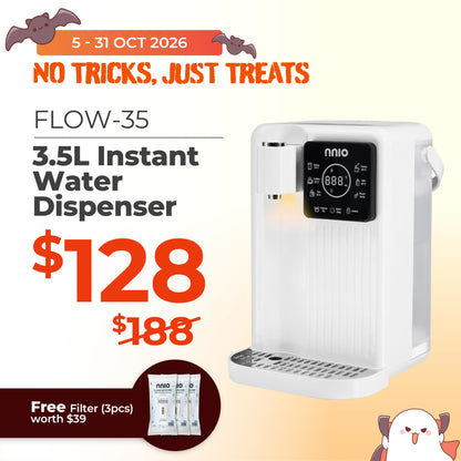 FLOW-35 3.5L Instant Water Dispenser, 6 Preset Temperature, 8 Preset Volume, Night Visibility Light, Detachable Tank & Drip Tray
