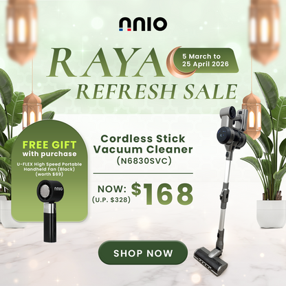 Cordless Stick Vacuum Cleaner, 280W BLDC Motor, 7-23kPa Suction, Foldable Tube (N6830SVC)