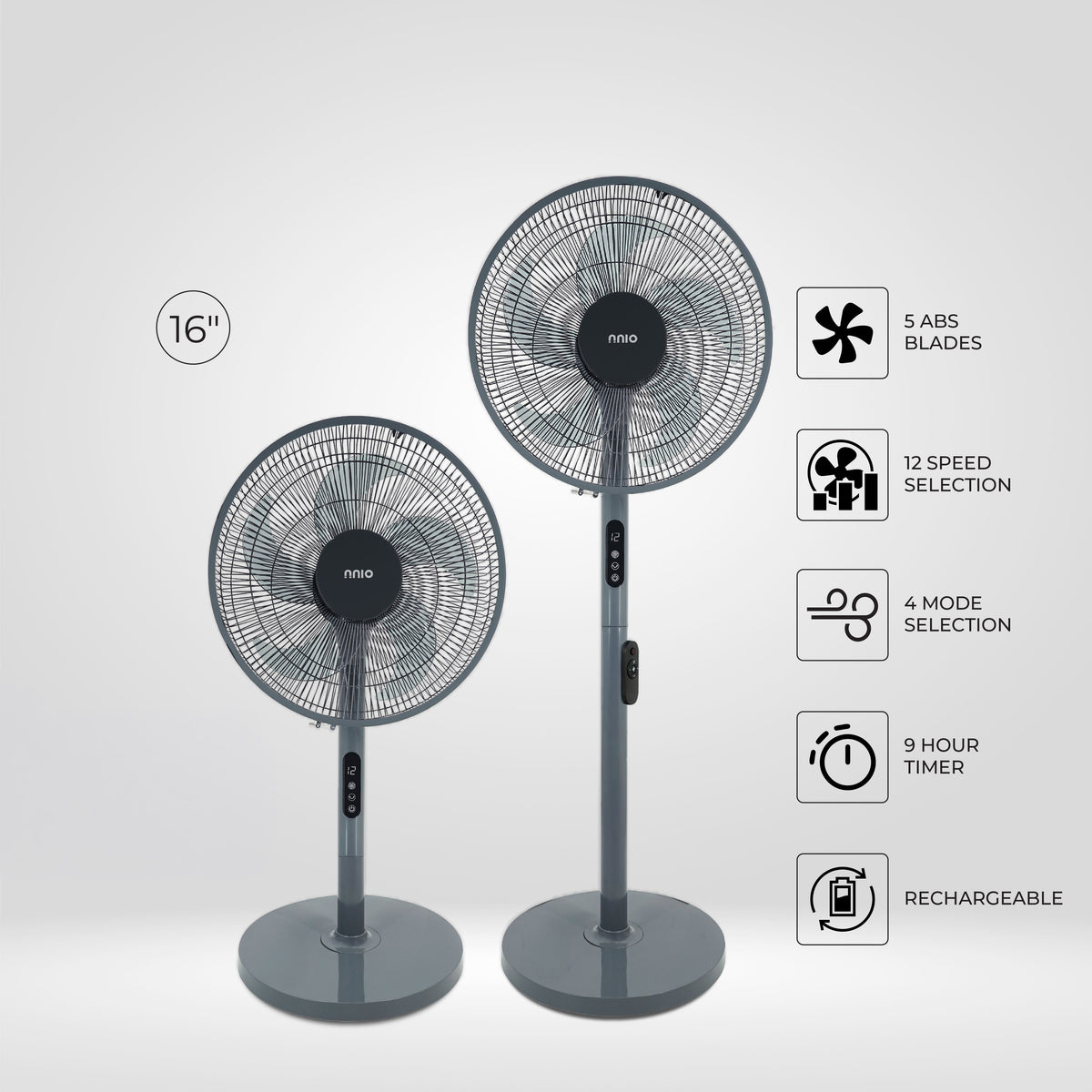 [NEW LAUNCH] 16" BLDC Motor Rechargeable Cordless Fan With Remote Control (LEGEND16), 12 Speed, 20 Hours Runtime
