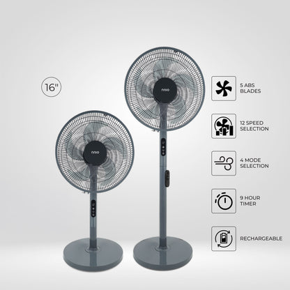 [NEW LAUNCH] 16" BLDC Motor Rechargeable Cordless Fan With Remote Control (LEGEND16), 12 Speed, 20 Hours Runtime