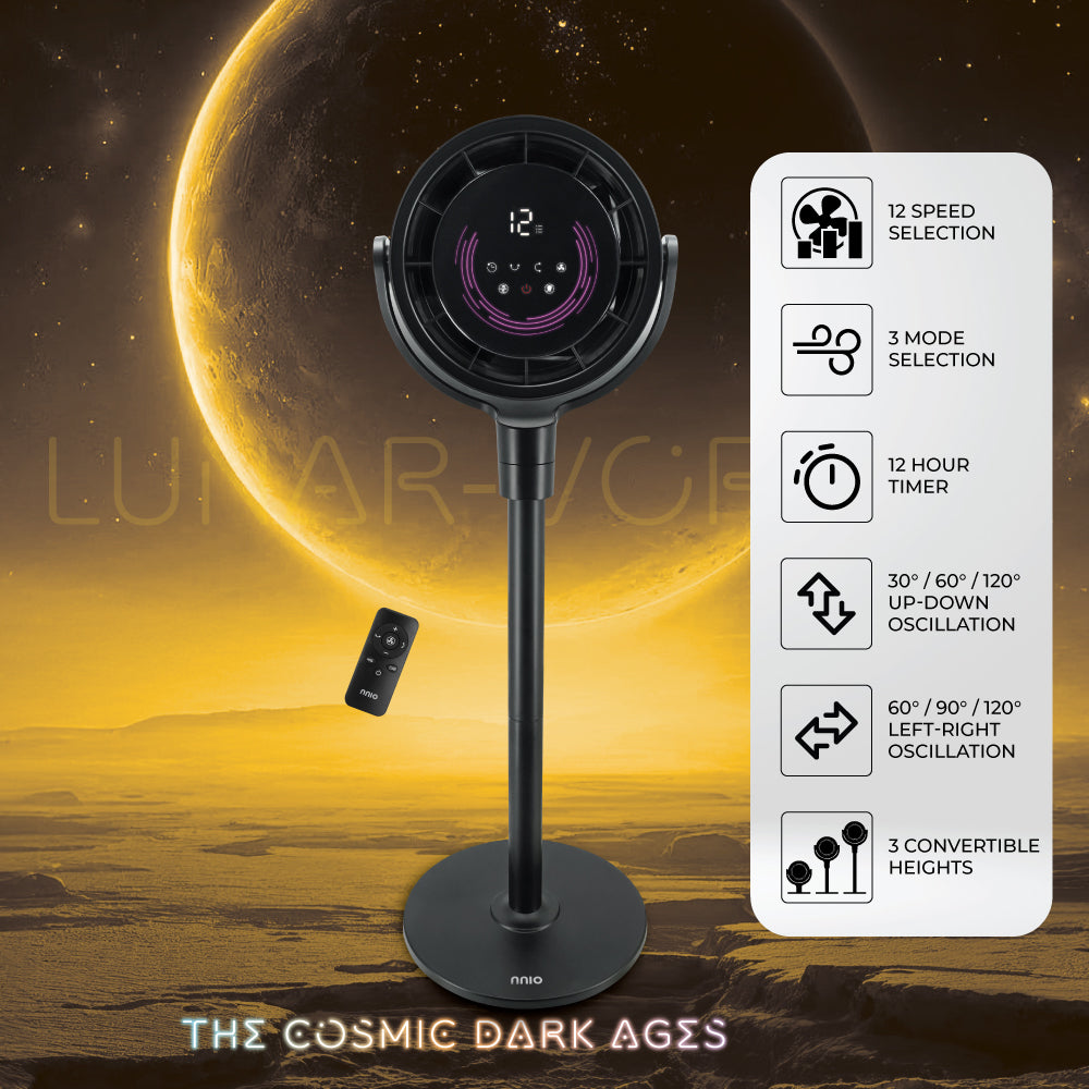 [NEW LAUNCH] LUNAR-VORTEX 10" BLDC Motor 3D Osc High Velocity Living Fan with Remote Control, 12 Speed, 3 Mode, 3 Osc Angle, 3 Convertible Height