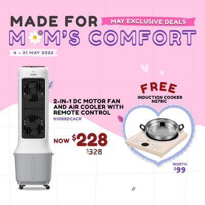 2-in-1 DC Motor Fan and Air Cooler with Remote Control,  24 Speed, 10L Water Tank,  Plasma Sterilisation (N1088DCACR)