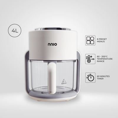[NEW LAUNCH] N4090GAF 4L Digital Glass Air Fryer, 1300W, 8 Preset Menus, 360° Visible Glass Basket