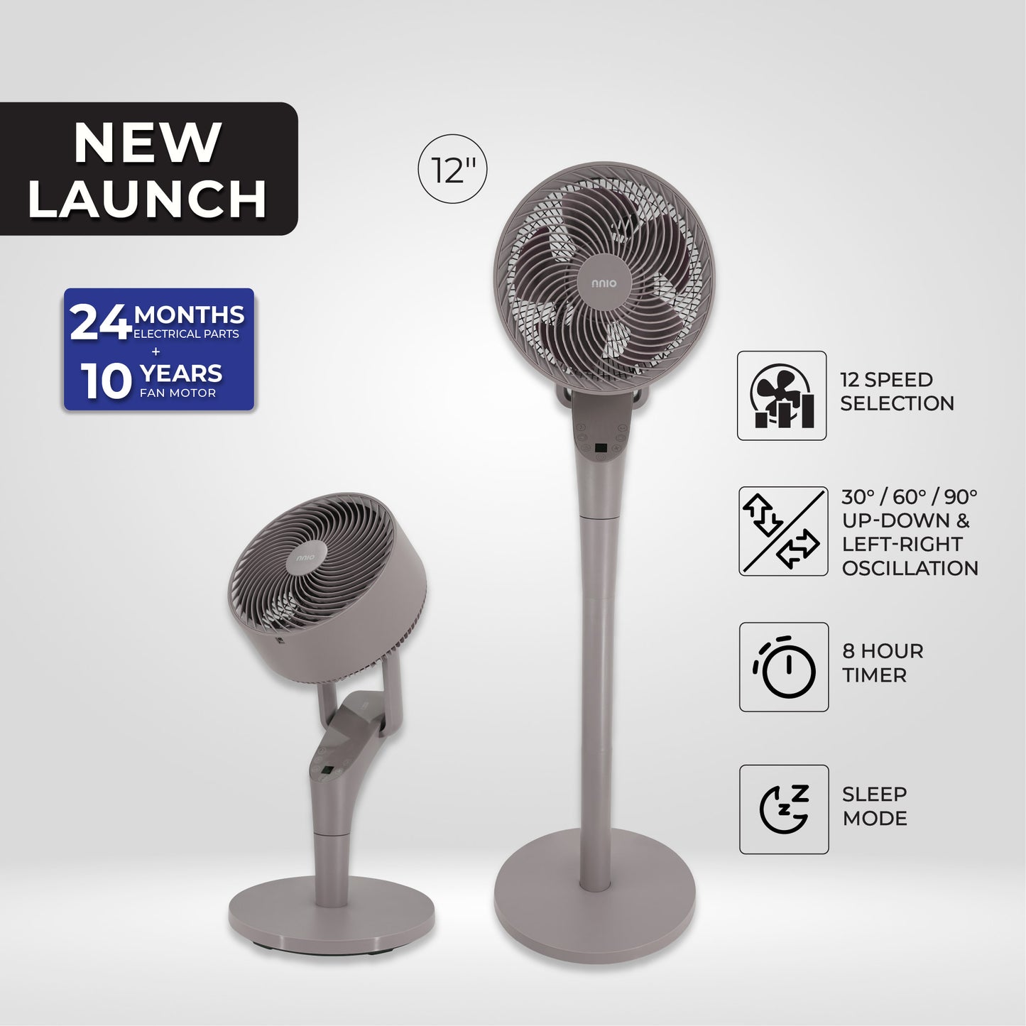 [NEW LAUNCH] OKAZE 12" BLDC MOTOR 3D OSC AIR CIRCULATION FAN WITH REMOTE CONTROL