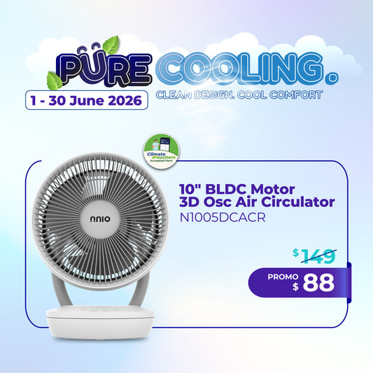 10" BLDC Motor 3D Osc Air Circulator With Remote Control, 8 Speed, 3 Mode (N1005DCACR)