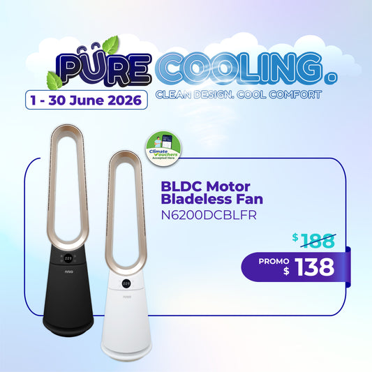 BLDC Motor Bladeless Fan with Remote Control, 9 Speed, 4 Osc Angle (N6200DCBLFR)