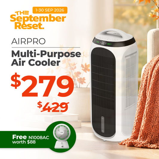 AIRPRO Multi-Purpose Air Cooler with Remote Control, 3 Speed, HEPA-13 Filtration, 5.5L Water Tank (N55MPAC)