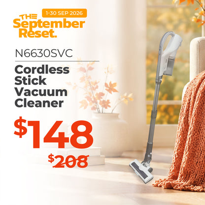 Cordless Stick Vacuum Cleaner, 200W BLDC Motor,  6-19kPA Suction, Adjustable Height (N6630SVC)