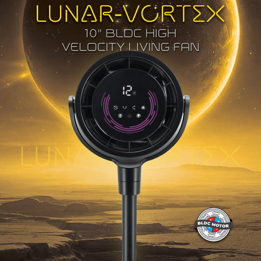 [NEW LAUNCH] LUNAR-VORTEX 10" BLDC Motor 3D Osc High Velocity Living Fan with Remote Control, 12 Speed, 3 Mode, 3 Osc Angle, 3 Convertible Height