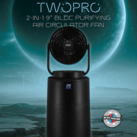 [NEW LAUNCH] TWOPRO 2-in-1 9" BLDC Motor 3D Osc Air Circulator and Purifier with Remote Control, 7 Speed, 3 Mode, HEPA-13 Filtration