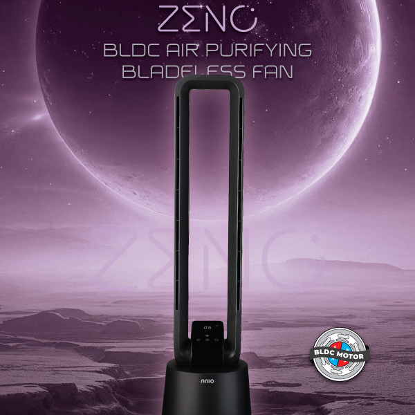 [NEW LAUNCH] ZENO BLDC Motor Air Purifying Bladeless Fan with Remote Control, 12 Speed, 3 Mode, Left-Right Osc, HEPA-13 Filtration