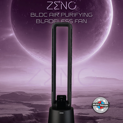 [NEW LAUNCH] ZENO BLDC Motor Air Purifying Bladeless Fan with Remote Control, 12 Speed, 3 Mode, Left-Right Osc, HEPA-13 Filtration