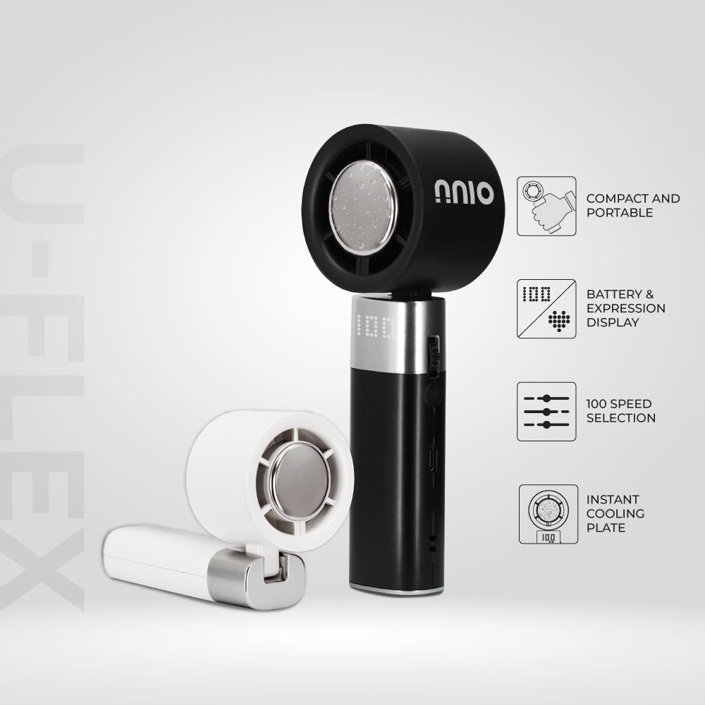 [NEW LAUNCH] U-FLEX High Speed Portable Handheld Fan with Cooling Plate & LED Light, 5000mAh, 100 Speed