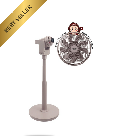 EZ99 12" BLDC Motor 3D Osc Air Circulator with Remote Control (Beige), Twist & Release Fan Head, Height Adjustable